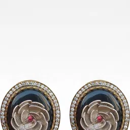 FindHerFavorite Copper-Plated Artificial Stones Studded Contemporary Studs-4