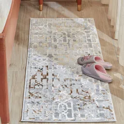 Home Centre Zephyr Avalon Beige & Brown Printed Anti Skid Bedroom Runners-56