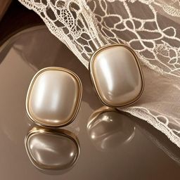 DIVASTRI Gold-Plated Pearls Studded Teardrop Shaped Korean Studs-4