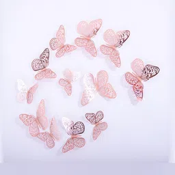 INDIAN ROYALS 12-Pcs Rose Gold Butterfly Self-AdhesiveWallStickers-image-98