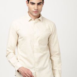 Indian Terrain Men Classic Slim Fit Floral Printed Spread Collar Pure Cotton Casual Shirt-picture-44