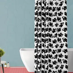 ArtzFolio White & Black Floral Printed Waterproof Shower Curtain-image-74