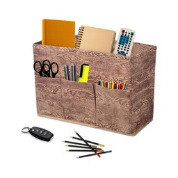 Aura Brown & Beige Printed 3 Compartment Stationary Desk Organiser Organisers-39