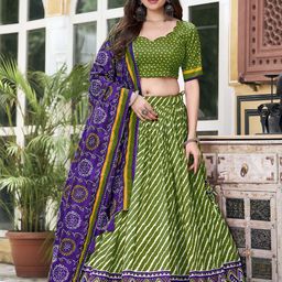 LOOKNBOOK ART Printed Ready to Wear Lehenga & Unstitched Blouse With Dupatta-picture-36