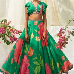 Basil leaf Printed Made to Measure Lehenga & Blouse With Dupatta-picture-9