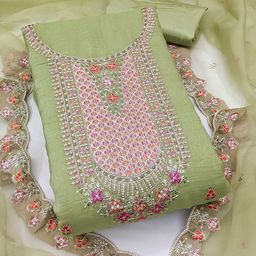 KALINI Embroidered Organza Unstitched Dress Material-image-58