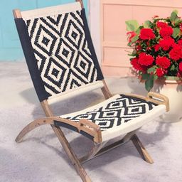Ikiriya White & Black WoodedRope Canning Lounge Chair-image-32