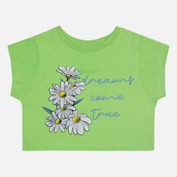 Bodycare Girls Floral Printed Round Neck Cotton T-shirt-43