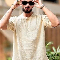 Maniac Men Self Design Round Neck Oversized T-shirt-image-9