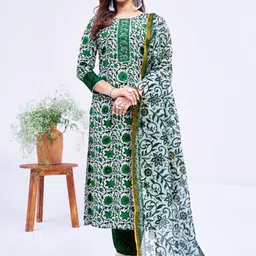 KAYOMMI Women Floral Printed Regular Kurta with Trousers & With Dupatta-image-26