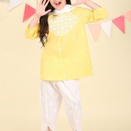 Fabindia Girls Ethnic Motifs Embroidered Regular Thread Work Pure Cotton Kurta with Salwar & With Dupatta-picture-9