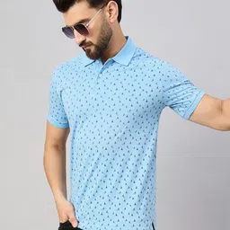 XYRIS Men Conversational Printed Polo Collar T-shirt-image-35