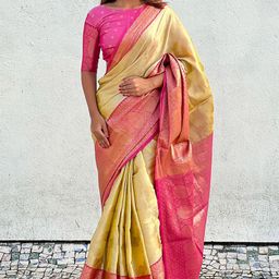 all about you Woven Design Zari Silk Blend Kanjeevaram Saree-image-66
