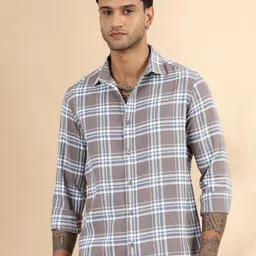 Bushirt Men Classic Opaque Checked Casual Shirt-image-35
