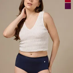 URBAN ADVENTURE Pack Of 3 4-Way Stretch Hipster Briefs 3UAW-006(WINE-NAVY-RED)-picture-56