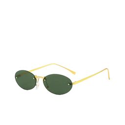 4Flaunt Unisex crush oval rimless sunglasses Gold Green 4F-989-C3-50