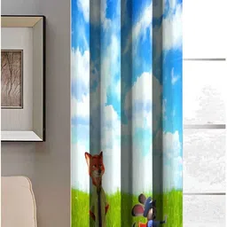 Aura Blue & Green Abstract Printed Window Curtain-26