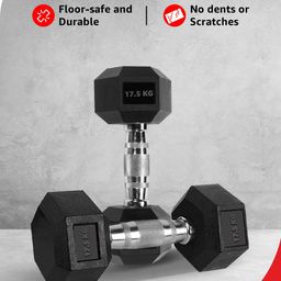PowerMax Fitness Set Of 2 Hexagon Fixed Weight Dumbbell - 17.5 kg Each image 4