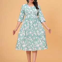 BAESD Women Floral Print Maternity Fit and Flare Dress-image-41