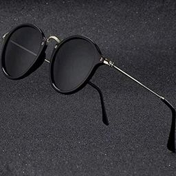 Arzonai Unisex Black Lens & Black Round Sunglasses With UV Protected Lens-picture-44