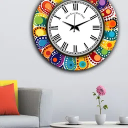 OLIVE TREE White & Black Printed Round Shaped Contemporary Wall Clock-40