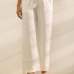 Fabindia Women Embroidered Mid-Rise Relaxed Fit Trousers-image-56