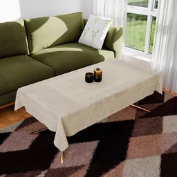 Kuber Industries Cream-Coloured Floral Anti-Skid Cotton 4-Seater Table Cover-58