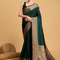 House Of Pataudi Pure Silk Zari Kanjivaram Saree With Unstitched Blouse Piece-58