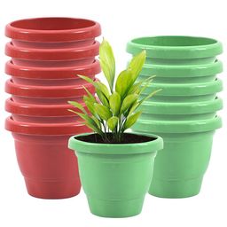 Kuber Industries Green & Red 12 Pieces Versatile & Sturdy Flower Planters-94