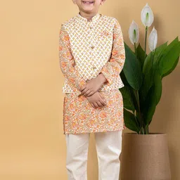 Readiprint Fashions Boys Floral Printed Regular Pure Cotton Kurta with Trousers-image-25
