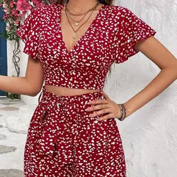SP DESIGNS Printed Crop Top & Shorts Co-Ords-image-98