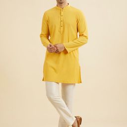 Manyavar Woven Design Mandarin Collar Straight Kurta-image-67