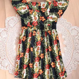 Bella Moda Floral Print Flutter Sleeve Fit & Flare Dress-7
