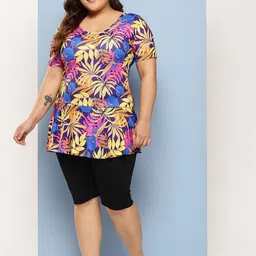 BAESD Plus Size Printed Swimwear & Attached Shorts With Goggle-picture-3