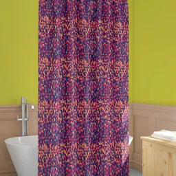 ArtzFolio Navy Blue and Pink Geometric Print Waterproof Shower Curtain-95