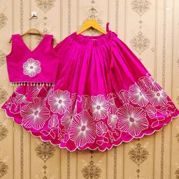 BAESD Girls Embroidered Thread Work Ready to Wear Lehenga &-picture-12