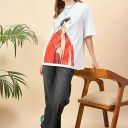 Mast & Harbour Women Printed Drop-Shoulder Sleeves T-shirt-picture-25