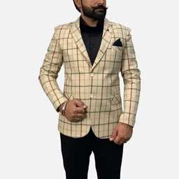 GARGIAN Master Cut Men Brown Checked Slim-Fit Single Breasted Suit-picture-35