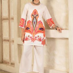 Sangria Printed Round Neck Tunic & Trousers Co-Ords-image-48