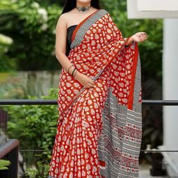 HERE&NOW Paisley Pure Cotton Bhagalpuri Saree-picture-21