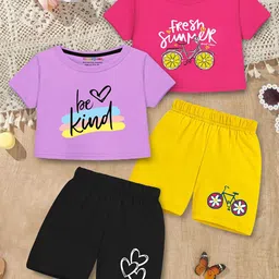 YK X Trampoline Selection Of 2 Girls Printed Top with Shorts-picture-3