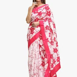 JALTHER Ethnic Motifs Pure Cotton Block Print Saree-24