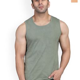 SLOWLORIS Pack Of 2 Sleeveless Bio Washed Combed Cotton Gym Vests-picture-1