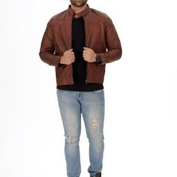 Everestwolf Men Leather Leather Jacket with Embroidered-image-19