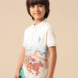 u.s. polo assn. kids Uspa Kids Boys Graphic Printed Regular Fit Polo Cotton T-shirt-picture-17