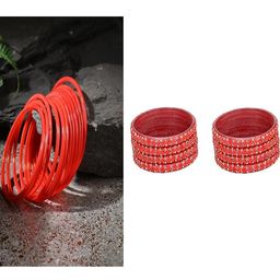 SOMIL Set Of 20 Red Alloy Artificial Stones and Beads Antique Bangles-image-46