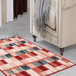 MODEFE Peach-Coloured Geometric Anti-Skid Nylon Carpet-image-75