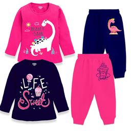 BERRYJOY Girls Printed T-shirt with Pyjamas-image-29