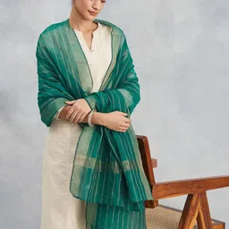 Fabindia Woven Design Cotton Silk Dupatta with Zari-58