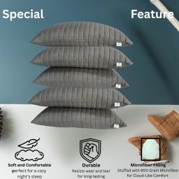 Microfiber Sleeping Pillow for Home Soft Fluffy 17x27 Inch Quilting Pillow Microfibre Solid Sleeping Pillow Pack of 5-image-58